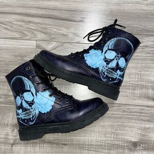 RAAD Skull and Rose Combat Boots